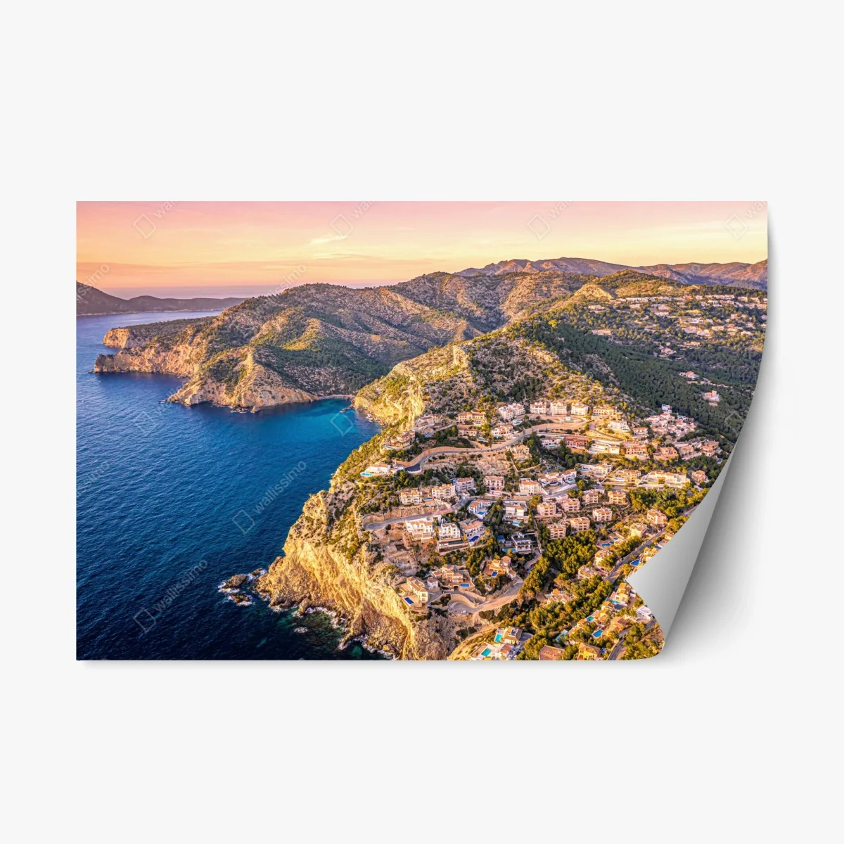 Sticker repositionnable villages perchés sur falaises au crépuscule – Wallnifity® Sticker repositionnable villages perchés sur falaises au crépuscule – Wallnifity®