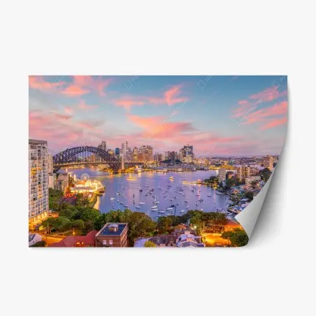 Sticker repositionnable coucher de soleil sur Sydney et le Harbour Bridge – Wallnifity®