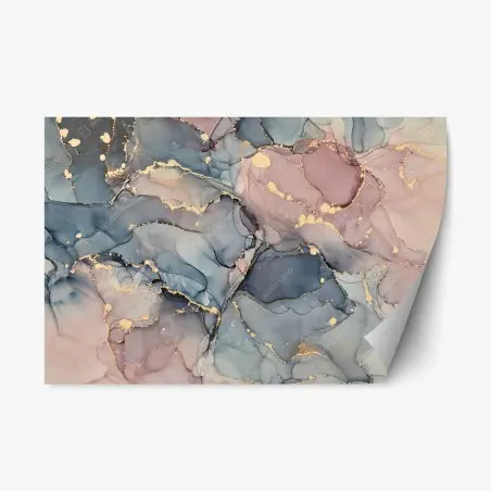 Sticker repositionnable marbrures dorées: harmonie abstraite en tons pastel – Wallnifity®