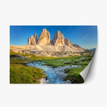 Sticker repositionnable lever de soleil sur les Tre Cime di Lavaredo, Dolomites – Wallnifity®