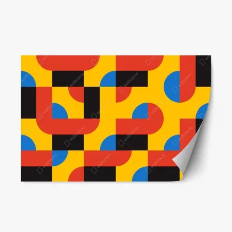 Sticker repositionnable motif géométrique vibrant aux formes arrondies – Wallnifity®