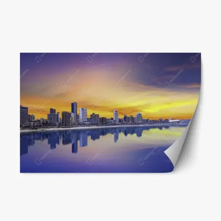 Sticker repositionnable paysage urbain de Durban au crépuscule – Wallnifity®