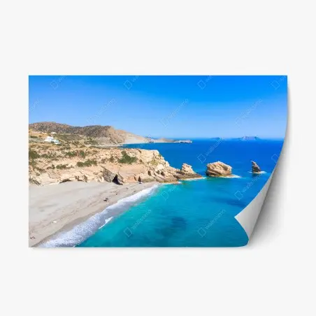 Sticker repositionnable falaises ensoleillées et eaux turquoise – Wallnifity®