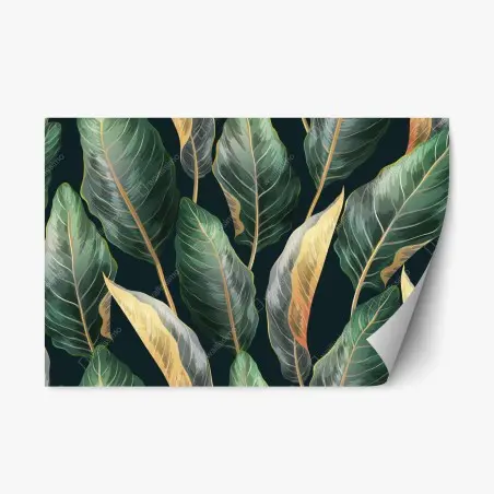 Sticker repositionnable motif tropical vintage feuilles luxuriantes – Wallnifity®