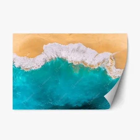 Sticker repositionnable vue aérienne de Kelingking, Nusa Penida : mer turquoise et plage dorée – Wallnifity®