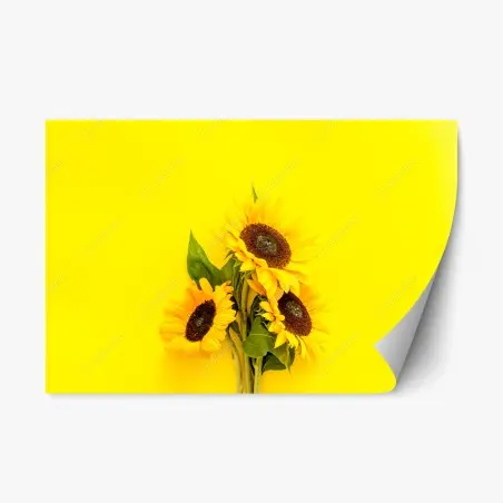 Sticker repositionnable bouquet de tournesols sur fond jaune – Wallnifity®