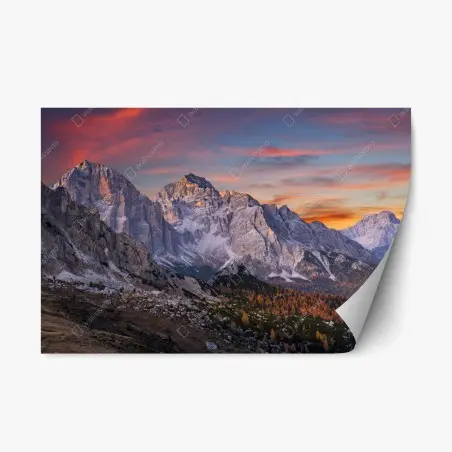 Sticker repositionnable crépuscule alpin sur les sommets d'automne – Wallnifity®