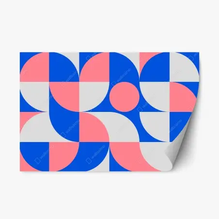 Sticker repositionnable composition géométrique scandinave en bleu et rose – Wallnifity®
