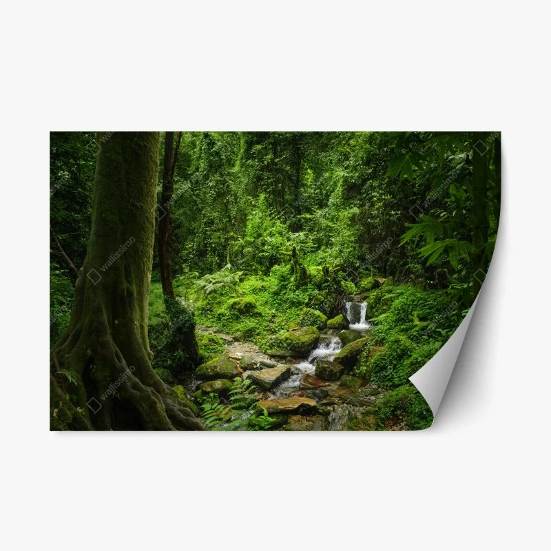 Sticker repositionnable refuge verdoyant au bord du ruisseau – Wallnifity®