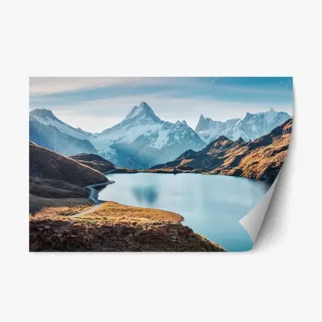Sticker repositionnable panorama alpin du lac Bachalpsee au lever du soleil – Wallnifity®