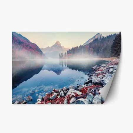 Sticker repositionnable brume d'automne au lac Obersee – Wallnifity®
