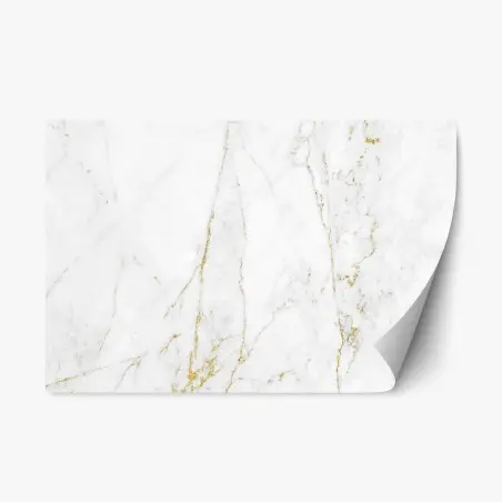 Sticker repositionnable marbre blanc aux veinures dorées – Wallnifity®