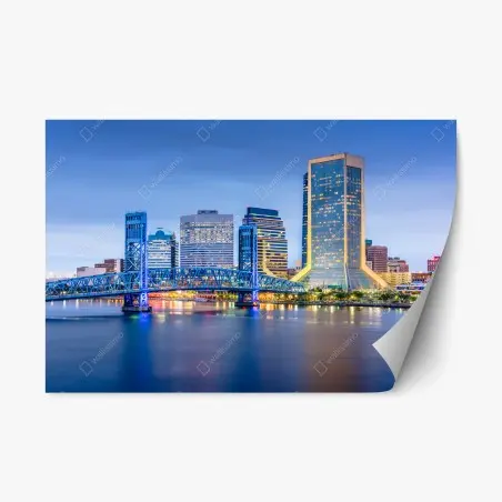 Sticker repositionnable ligne d'horizon de Jacksonville au crépuscule – Wallnifity®
