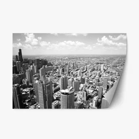 Sticker repositionnable ligne d'horizon de Chicago en noir et blanc – Wallnifity®