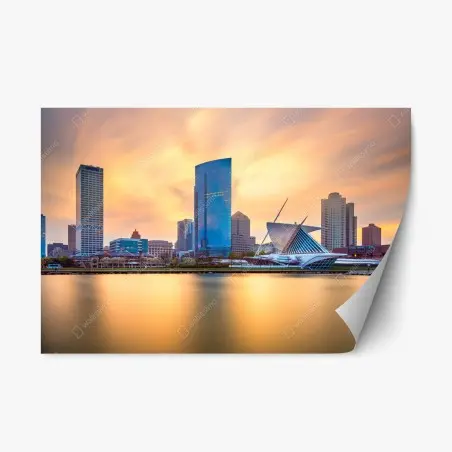 Sticker repositionnable crépuscule doré sur Milwaukee – Wallnifity®