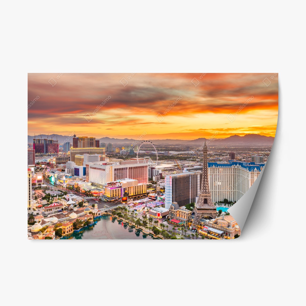 Sticker repositionnable coucher de soleil sur le strip de Las Vegas – Wallnifity®