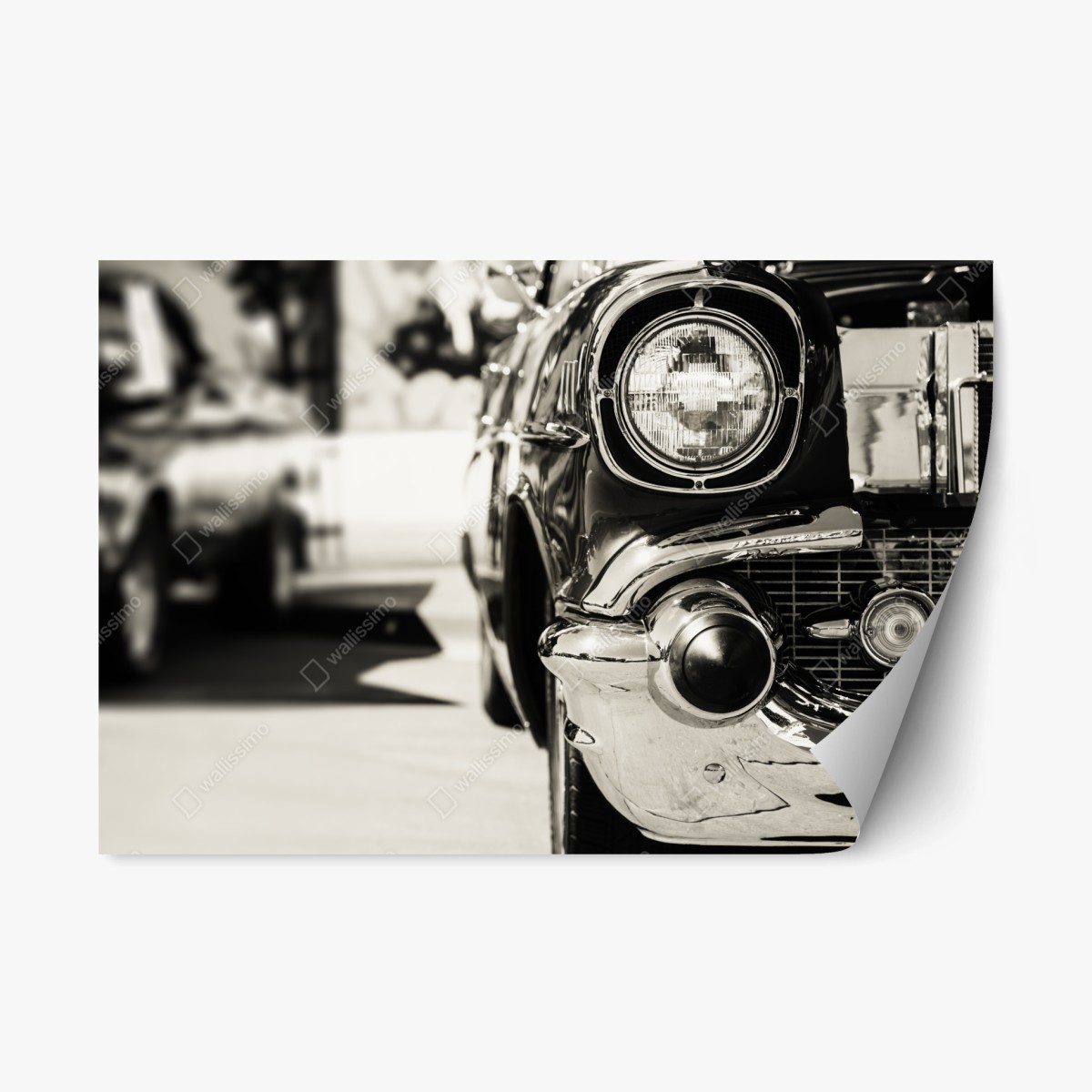 Sticker repositionnable détail chromé d'une voiture classique – Wallnifity®