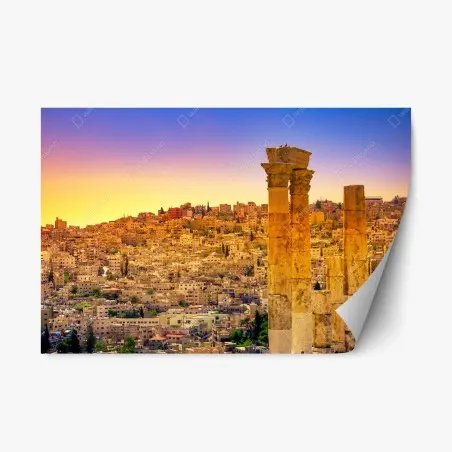 Sticker repositionnable panorama d'Amman et colonnes antiques – Wallnifity®