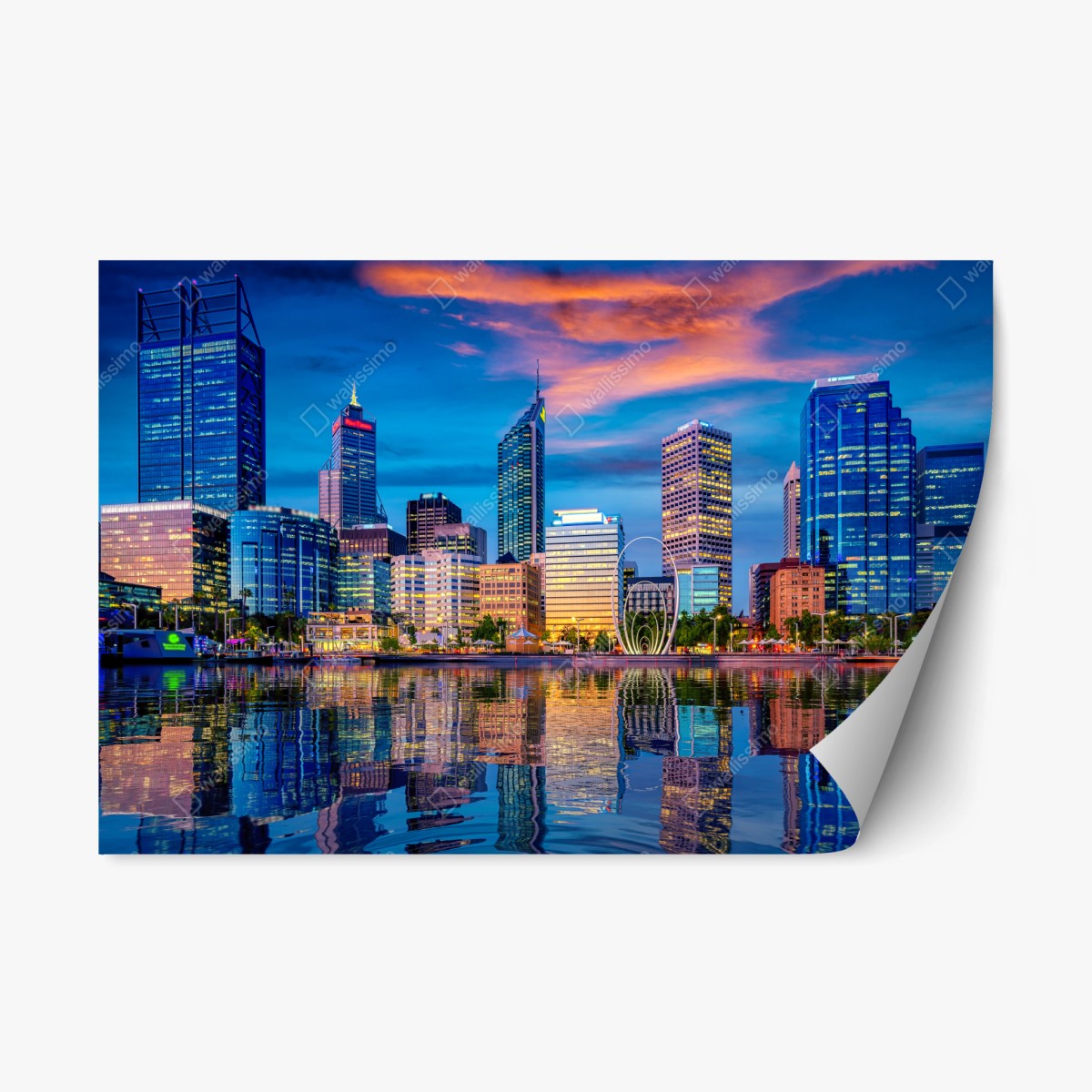 Sticker repositionnable coucher de soleil sur le panorama de Perth – Wallnifity®