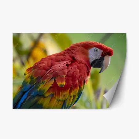Sticker repositionnable plumage éclatant d'un perroquet tropical – Wallnifity®
