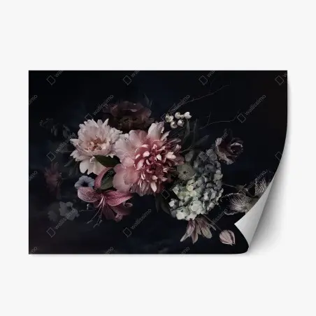 Sticker repositionnable composition florale nocturne et élégante – Wallnifity®