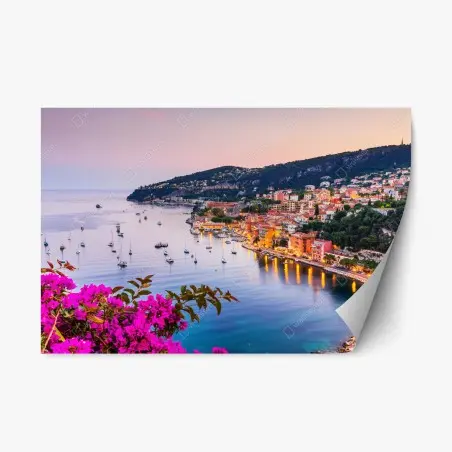 Sticker repositionnable coucher de soleil sur la baie de Villefranche-sur-Mer – Wallnifity®
