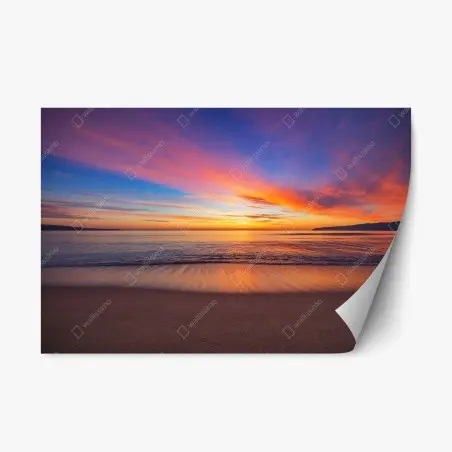 Sticker repositionnable lever de soleil vibrant sur l'horizon marin – Wallnifity®