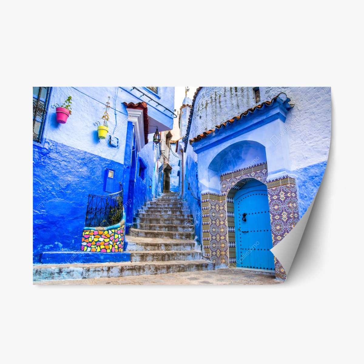 Sticker repositionnable ruelle bleue de Chefchaouen – Wallnifity®