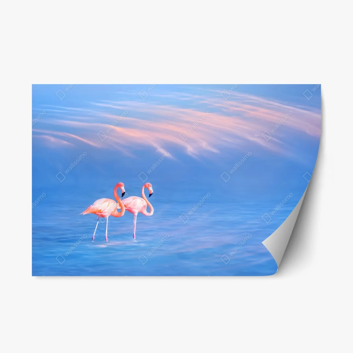 Sticker repositionnable duo de flamants roses au crépuscule – Wallnifity® Sticker repositionnable duo de flamants roses au crépuscule – Wallnifity®