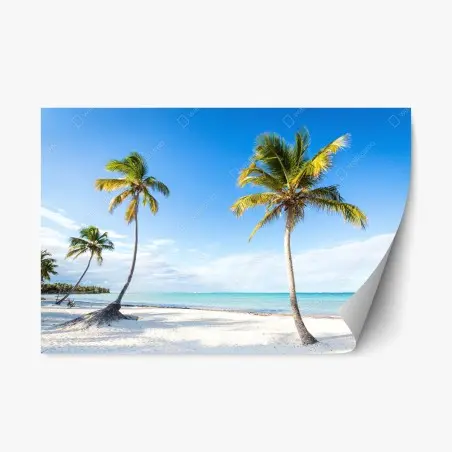 Sticker repositionnable cocotiers et mer turquoise – Wallnifity®