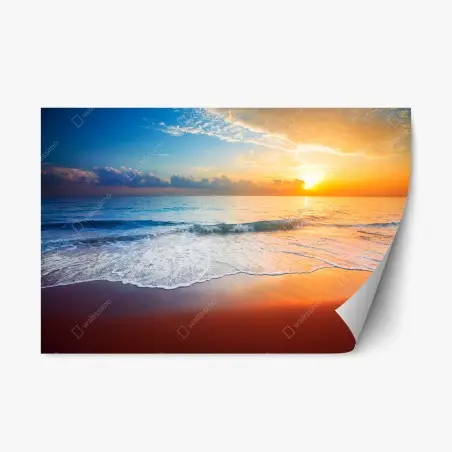 Sticker repositionnable coucher de soleil sur une plage tranquille – Wallnifity®
