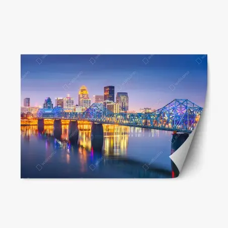 Sticker repositionnable panorama nocturne de Louisville sur l'Ohio – Wallnifity®