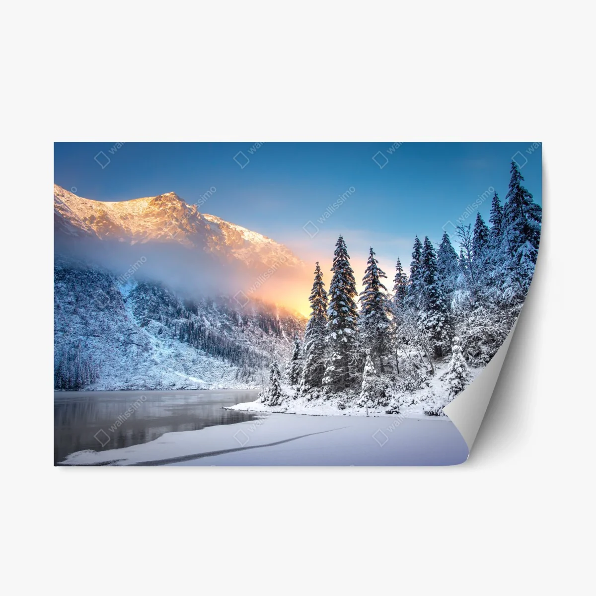 Sticker repositionnable lever de soleil sur Morskie Oko dans les Tatras enneigés – Wallnifity® Sticker repositionnable lever de soleil sur Morskie Oko dans les Tatras enneigés – Wallnifity®