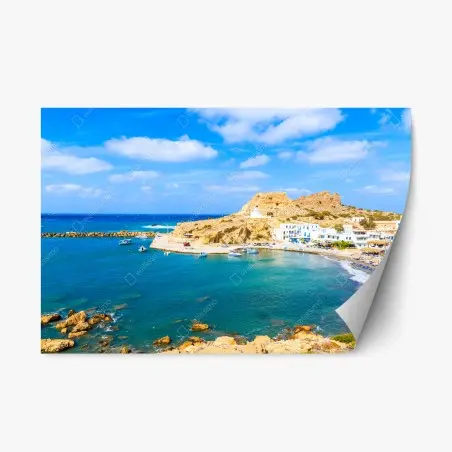 Sticker repositionnable paysage côtier de Finiki, Karpathos, Grèce – Wallnifity®