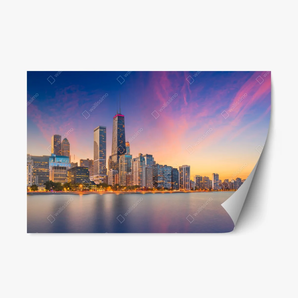 Sticker repositionnable skyline de Chicago au coucher du soleil – Wallnifity® Sticker repositionnable skyline de Chicago au coucher du soleil – Wallnifity®