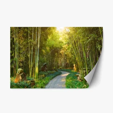 Sticker repositionnable sentier paisible dans une forêt de bambous – Wallnifity®