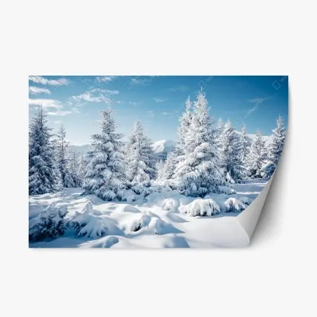 Sticker repositionnable forêt enneigée des Carpates – Wallnifity®