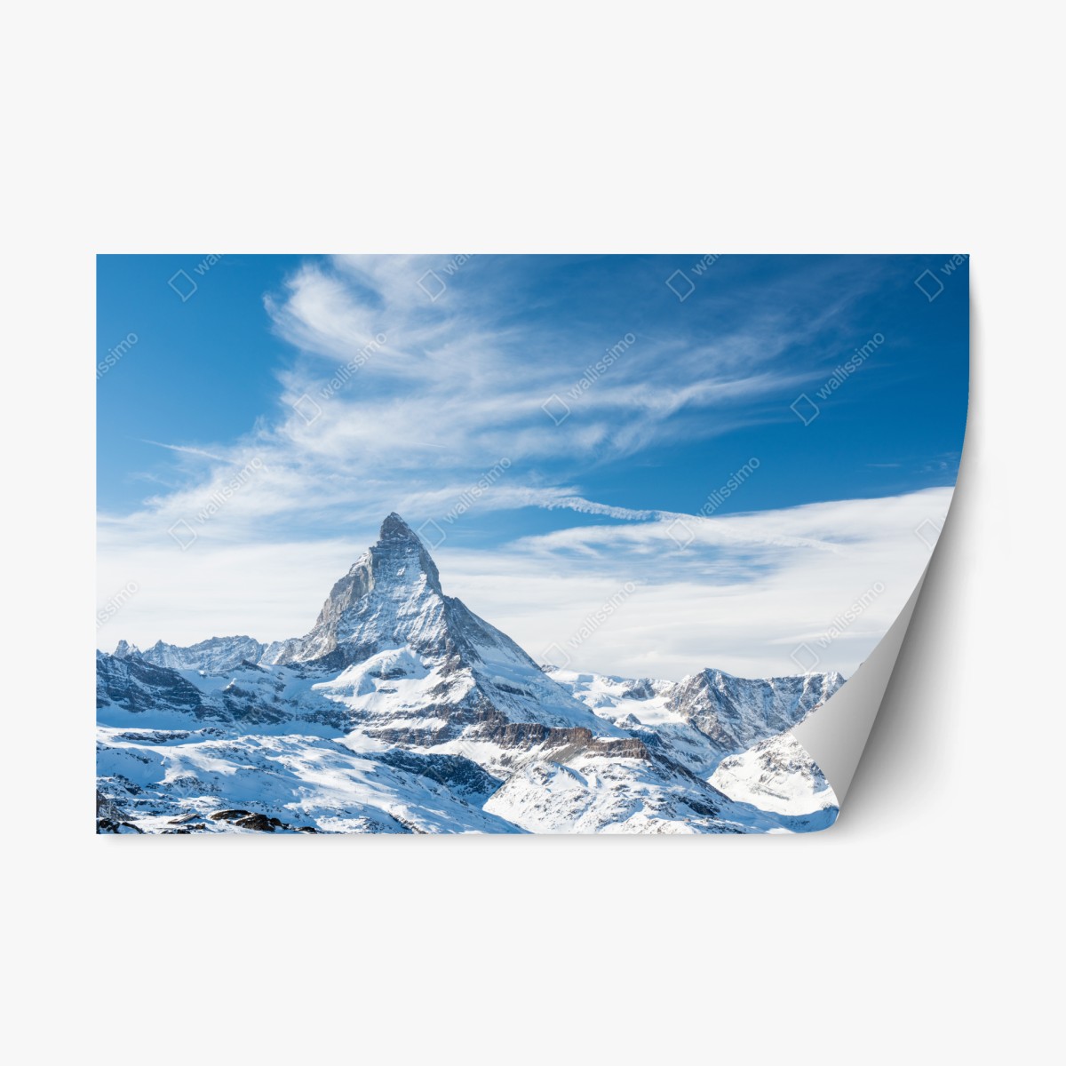 Sticker repositionnable paysage alpin du Cervin sous un ciel bleu – Wallnifity®
