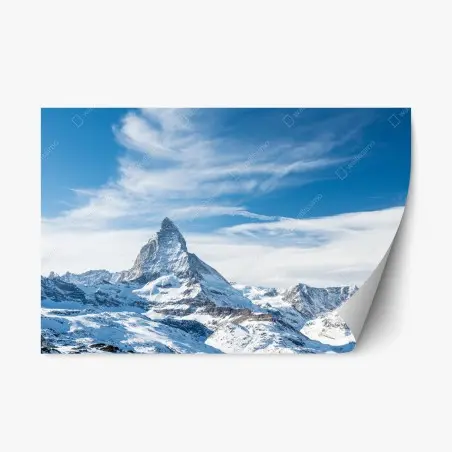 Sticker repositionnable paysage alpin du Cervin sous un ciel bleu – Wallnifity®