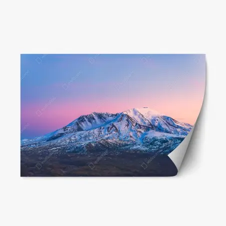 Sticker repositionnable paysage enneigé de Mount St. Helens au crépuscule – Wallnifity®
