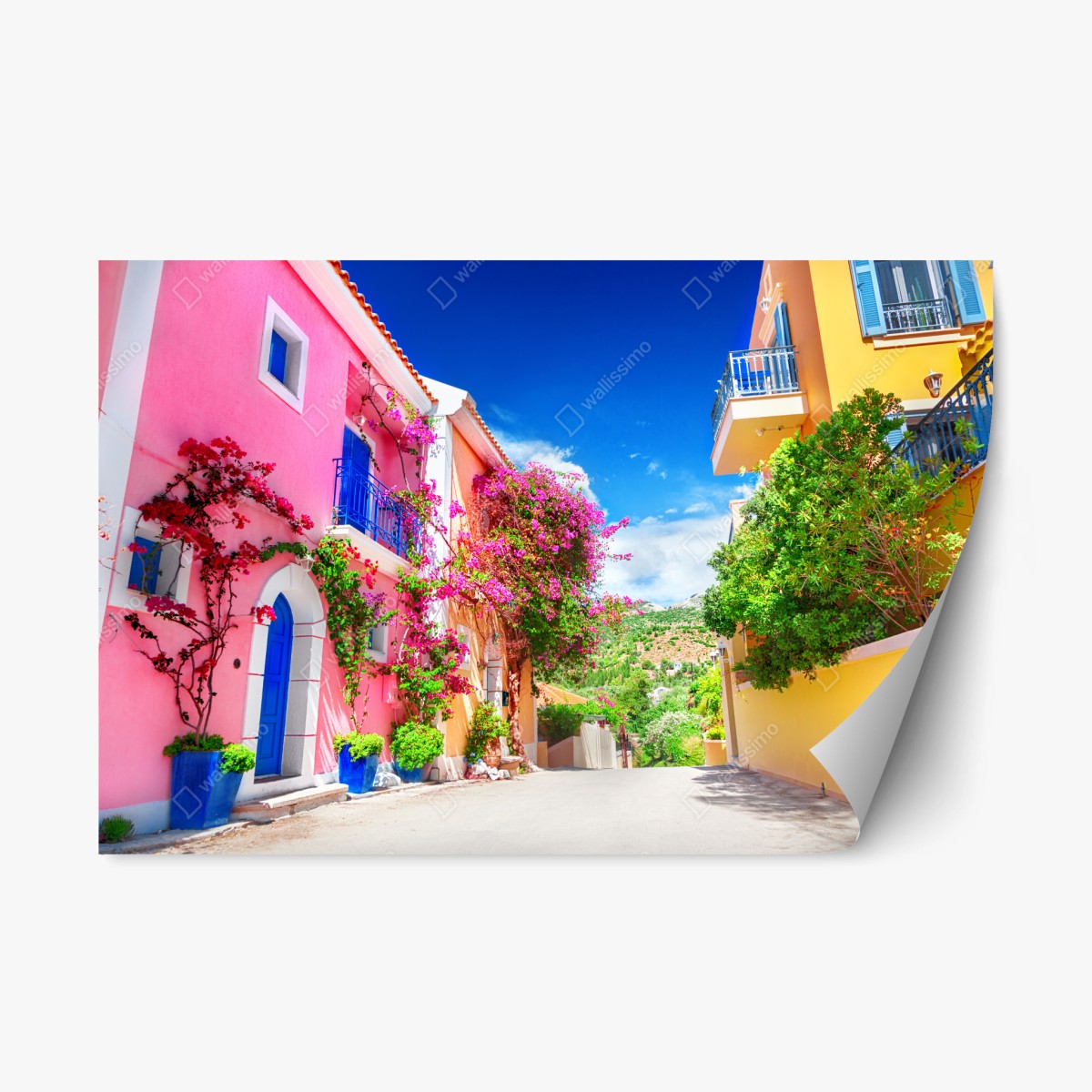 Sticker repositionnable ruelle colorée de Kefalonia – Wallnifity®