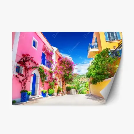 Sticker repositionnable ruelle colorée de Kefalonia – Wallnifity®