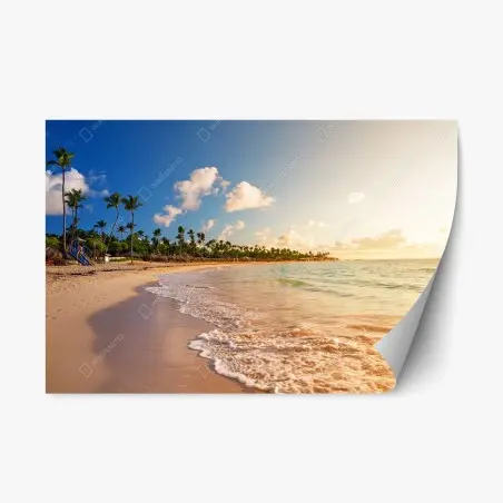 Sticker repositionnable coucher de soleil tropical sur la plage – Wallnifity®