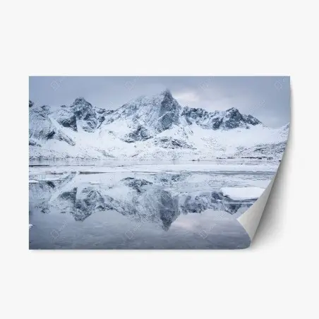 Sticker repositionnable reflets glacés du fjord norvégien – Wallnifity®