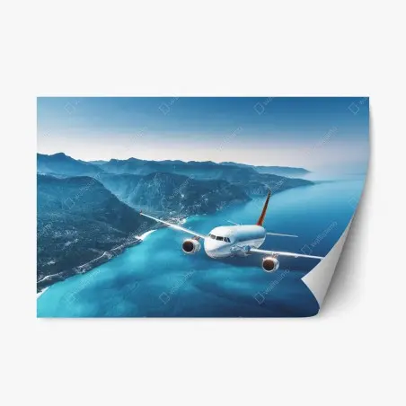Sticker repositionnable escapade aérienne au-dessus de la côte et des montagnes – Wallnifity®