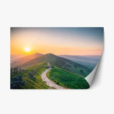 Sticker repositionnable sentier doré au sommet des collines – Wallnifity®