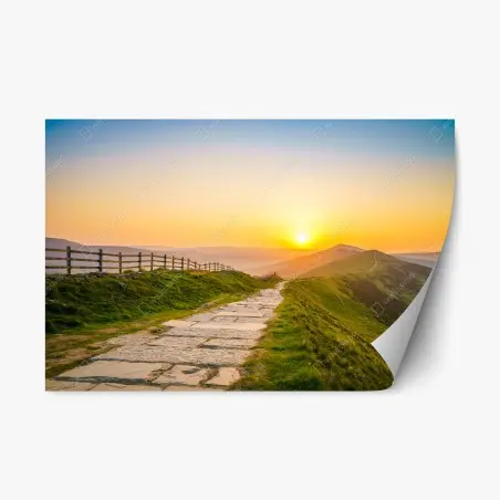 Sticker repositionnable sentier de crête au coucher de soleil – Wallnifity®