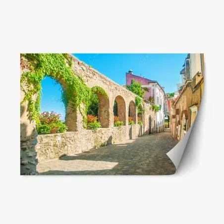 Sticker repositionnable ruelle en pierre ensoleillée à Ravello – Wallnifity®
