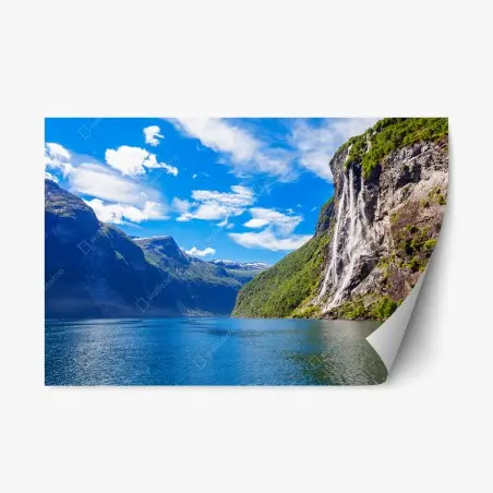 Sticker repositionnable cascade des sept sœurs à Geiranger – Wallnifity®