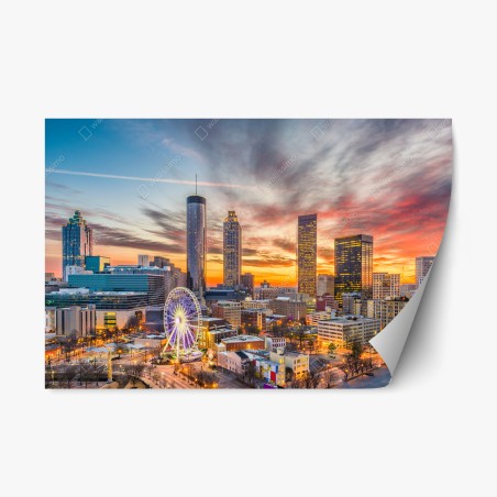 Sticker repositionnable crépuscule urbain à Atlanta – Wallnifity®